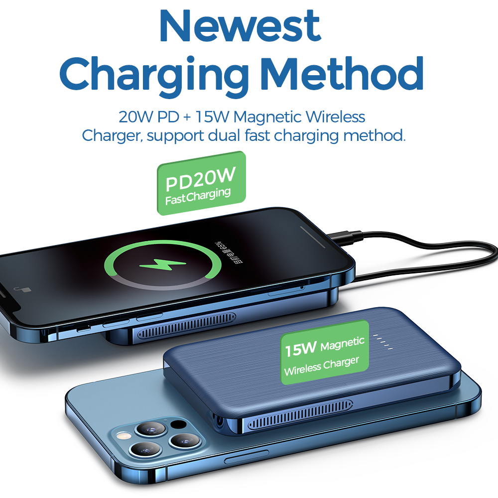 Magnetic Wireless Portable Power Bank,15W/20W Fast Charging USB-C ''''